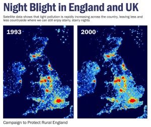 Light pollution map from CPRE's Dark Skies project